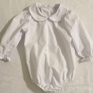 T.B.B.C. White Long-Sleeve Baby One-Piece with Peter Pan Collar